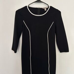 Banana Republic Black Long Sleeve Dress with White Trim
